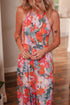 Enchanted Floral Print Smocked Halter Neck Wide Leg Jumpsuit